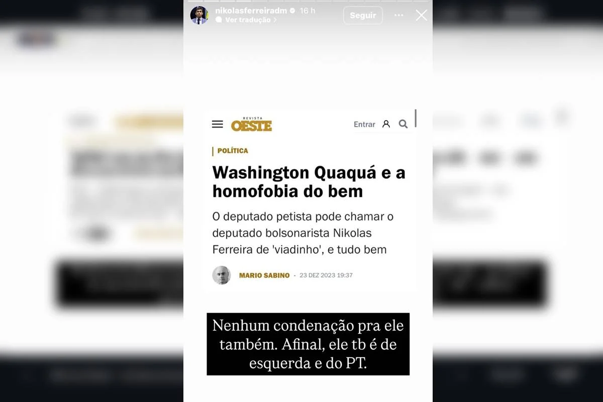 Reação de Nikolas Ferreira após sentença condená-lo a pagar R$ 200 mil em indenização por dano moral coletivo por fala considerada transfóbica Reação de Nikolas Ferreira após sentença condená-lo a pagar R$ 200 mil em indenização por dano moral coletivo por fala considerada transfóbica