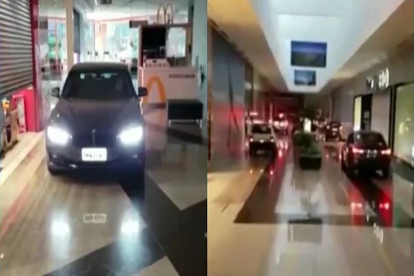 Bater perna é passado. Para compras, carros circulam dentro de shopping