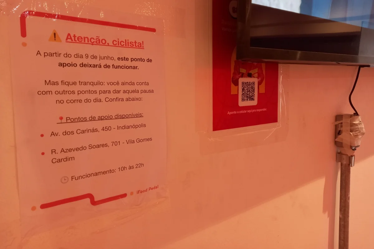 Aviso de fechamento de ponto de apoio no Itaim Bibi, em São Paulo Aviso de fechamento de ponto de apoio no Itaim Bibi, em São Paulo