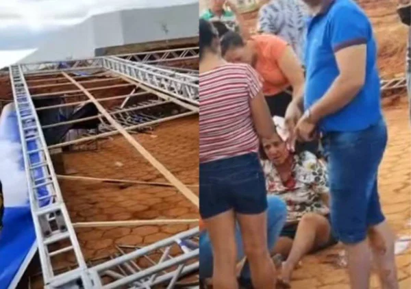 Vídeos: estrutura montada para receber Lula em MT desaba com ventania