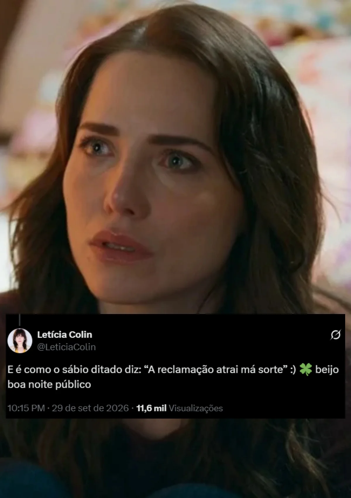 Comentário de Letícia Colin nas redes. Comentário de Letícia Colin nas redes.