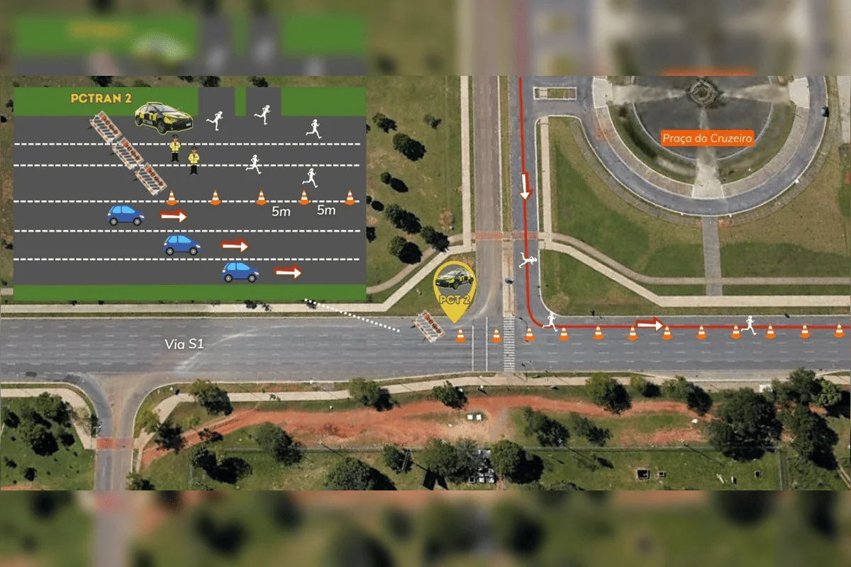 A via entre a Praça do Cruzeiro e o Eixo Cultural Ibero-americano terá três faixas bloqueadas A via entre a Praça do Cruzeiro e o Eixo Cultural Ibero-americano terá três faixas bloqueadas