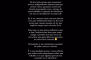 Pronunciamento da tatuadora Giovanna Reis