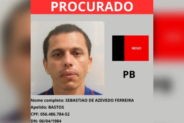 Imagem colorida mostra Traficante paraibano da lista dos mais procurados do país - Metrópoles