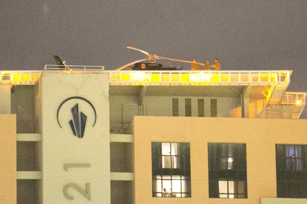 Imagem colorida de helicóptero que pousou em hotel de Lula