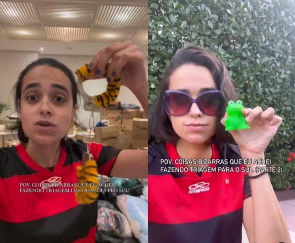 imagem colorida. Mulher com camisa rubro-negra - Metrópoles