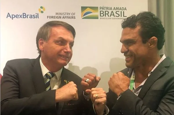 Encontro do presidente Jair Bolsonaro e do lutador de MMA Vítor Belfort durante seminário da Apex em Miami (EUA)
