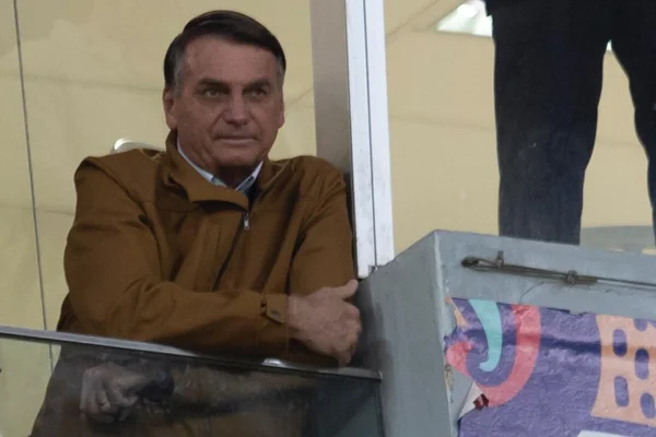 Presidente Jair Bolsonaro acompanha da tribuna o jogo Flamengos x Juventude, pela 18ª rodada do Brasileirão.
