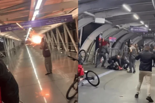 Imagens mostram conflito entre seguranças e entregadores - Metrópoles