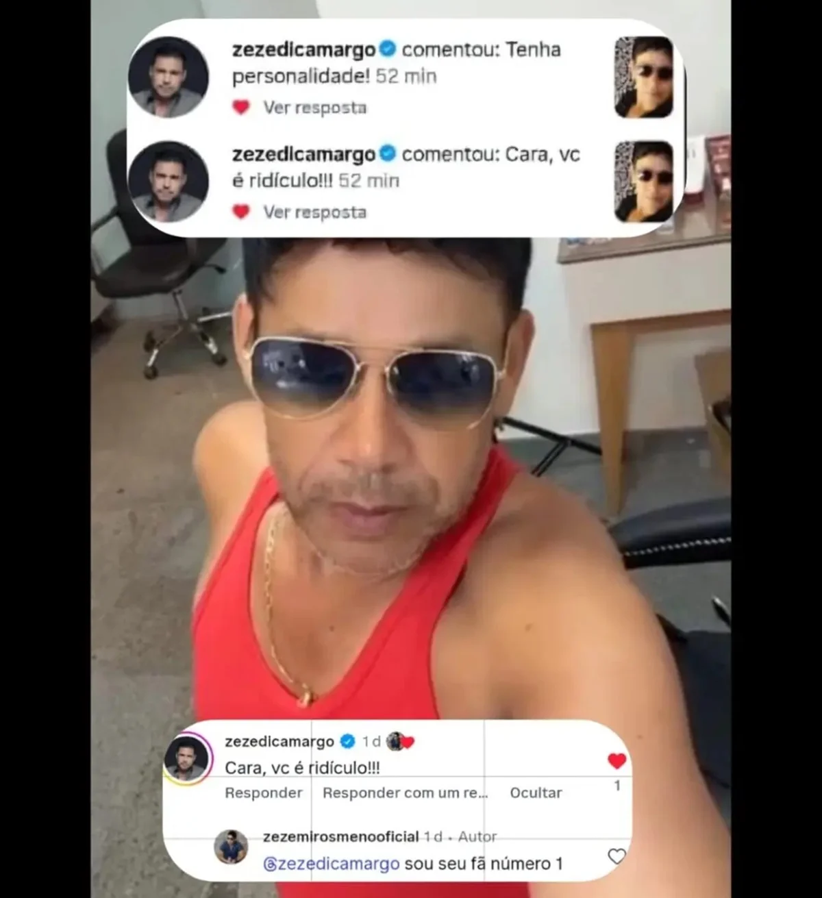 Zezé Mirosmeno desabafou nas redes sociais após ser chamado de ridículo pelo cantor Zezé Mirosmeno desabafou nas redes sociais após ser chamado de ridículo pelo cantor