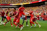 Jogadores da Suíça comemoram classificação para as quartas de final da Copa do Mundo Jogadores da Suíça comemoram classificação para as quartas de final da Copa do Mundo
