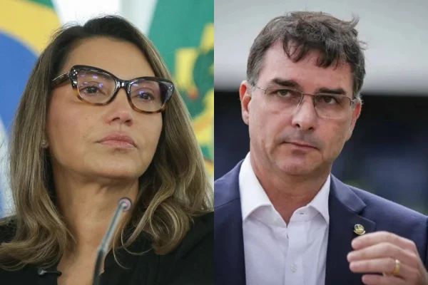 Imagem colorida, Janja e Flávio - Metrópoles