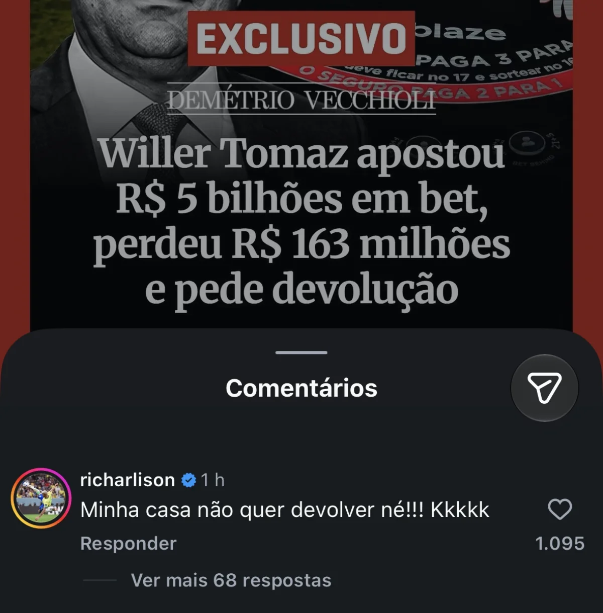 Richarlison x Willer Tomaz: Lula pede que PF investigue disputa por ilha - imagem 2 Richarlison x Willer Tomaz: Lula pede que PF investigue disputa por ilha - imagem 2