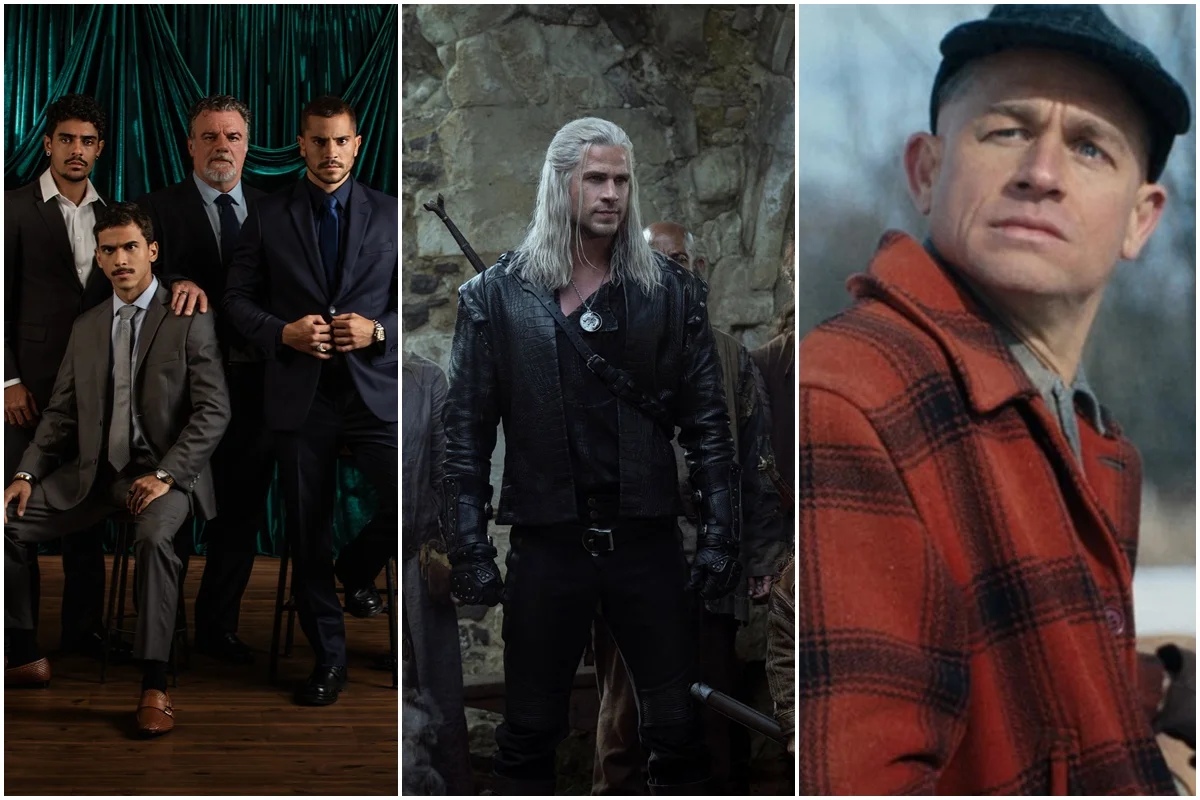 Cenas das séries Donos do Jogo, The Witcher e Monstro: A História de Ed Gein