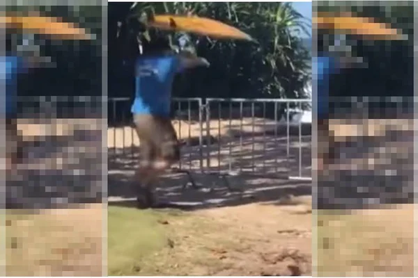 Agente quebra prancha de surfista em SP