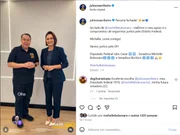 Michelle Bolsonaro e o candidato a deputado federal Julio Cesar