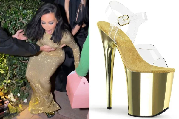 kim kardashian pleaser shoes quase cai saltos de plataforma - metrópoles