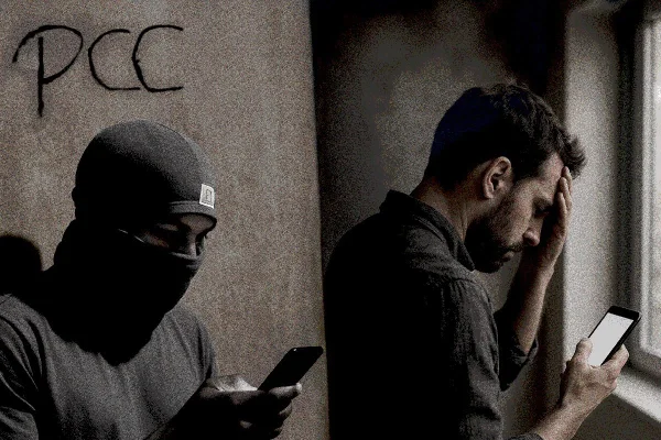 Criminoso aplicando golpe pelo telefone