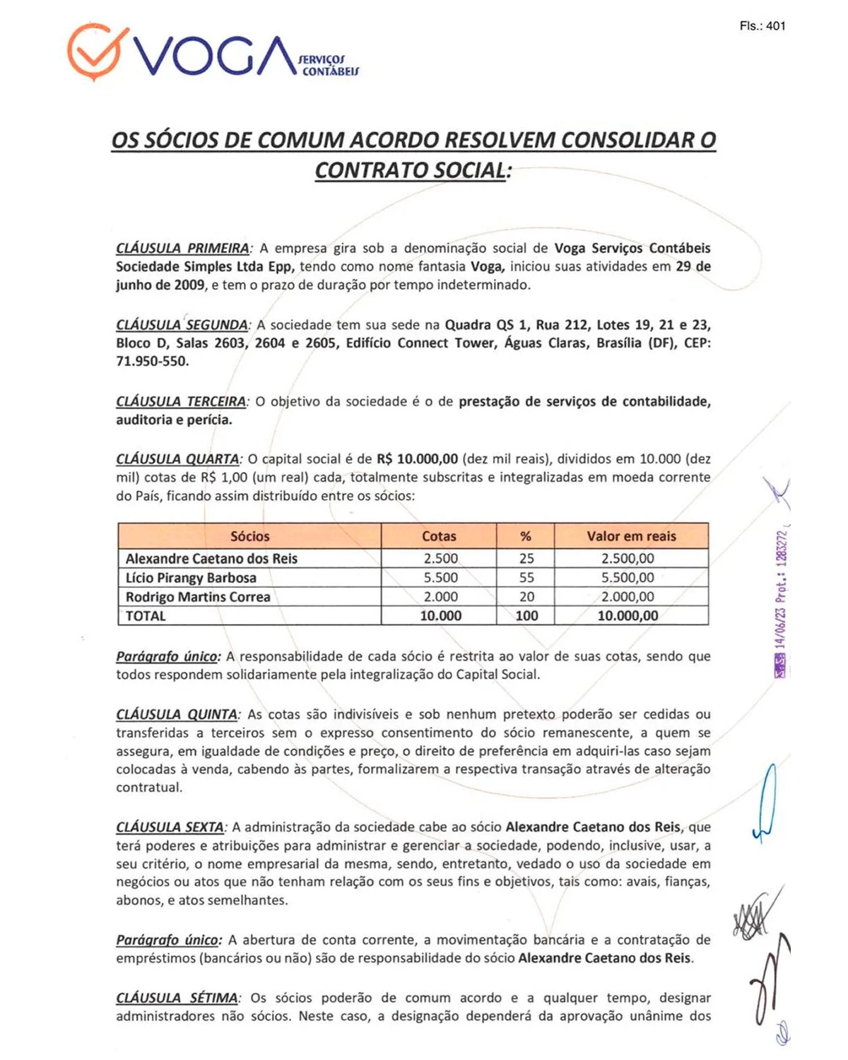 Contrato social da Voga Contrato social da Voga