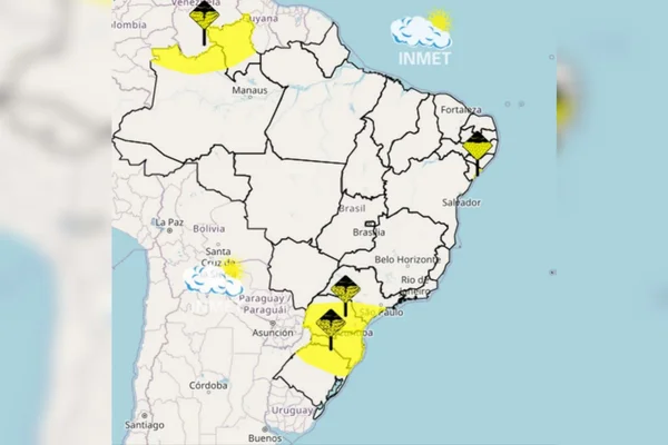 inmet alerta amarelo para tempestados