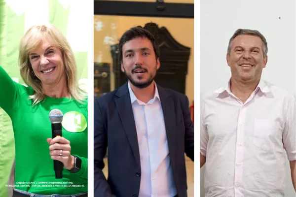 Da esquerda para direita, Teresa Cristina Aguiar Tofanello Wiazowski (PP), Caio Crepaldi (MDB) e Daniel Genova (PSB) venceram em Mongaguá, Bocaina e Panorama, respectivamente.