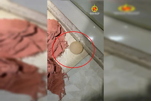 Prótese de silicone da vítima que foi arrancada com uma faca