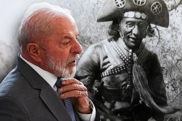Foto-montagem do presidente do Brasil, Lula, com o cangaceiro Lampião