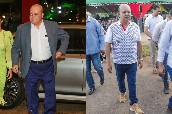 Montagem de duas fotos do antes e depois do emagrecimento de Ibaneis Rocha