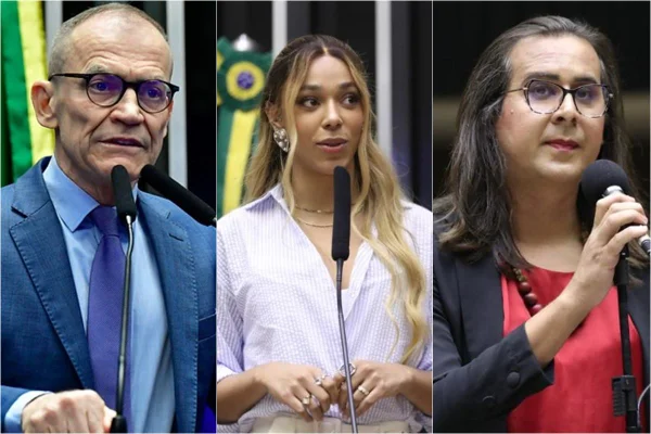 Foto colorida do senador Fabiano Contarato e das deputdas Duda Salabert e Erika Hilton - Metrópoles