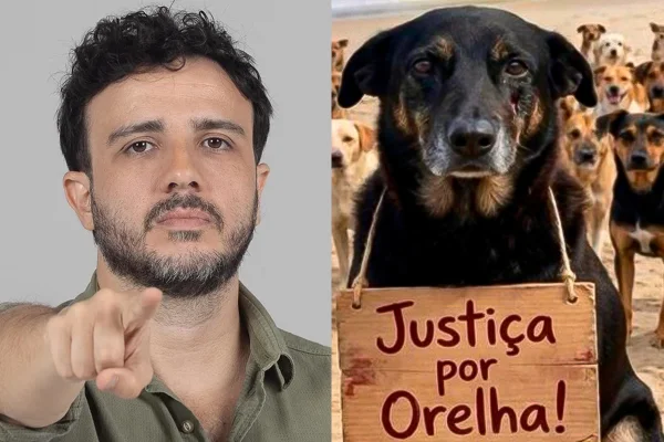 Renan Santos e cão Orelha