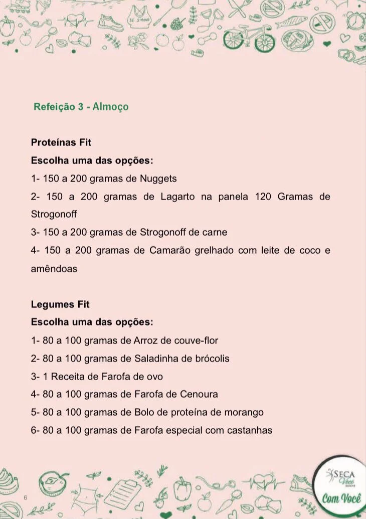 Opções de almoço divididos entre proteínas e legumes Opções de almoço divididos entre proteínas e legumes