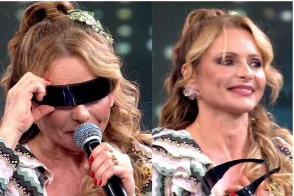 Rita Guedes tira os óculos ao vivo no Domingão e desabafa sobre erro médico - Metrópoles