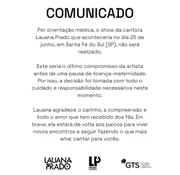 Equipe de Lauana Prado anunciou o cancelamento de um show