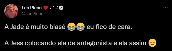 Leo Picon pegou no pé de Jade, sua irmã, após a reação da influencer ao ser apontada como antagonista do jogo por Jessilane Leo Picon pegou no pé de Jade, sua irmã, após a reação da influencer ao ser apontada como antagonista do jogo por Jessilane