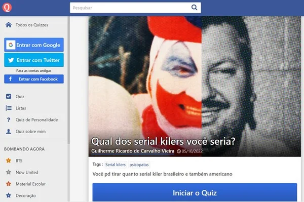 Aluno que matou professora fez quiz sobre assassinos em série