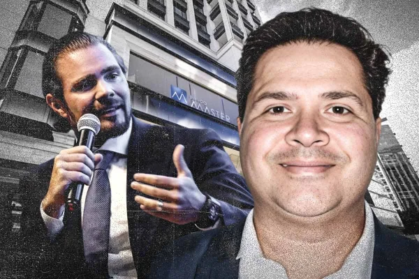 Ilustração do Daniel Vorcaro, Daniel Monteiro e sede do Banco Master