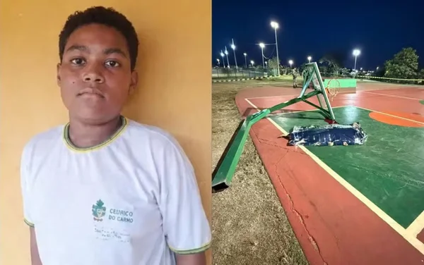 imagem colorida adolescente morre após cesta de basquete cair sobre ele goias