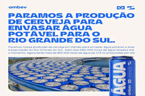 Imagem colorida de arte feita pela Ambev para ajudar o RS - Metrópoles