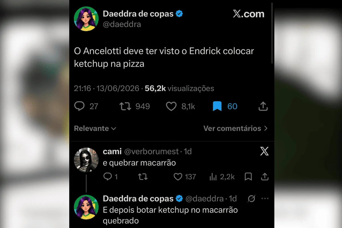 Endrick e Ancelotti viram meme nas redes após estreia na Copa Endrick e Ancelotti viram meme nas redes após estreia na Copa