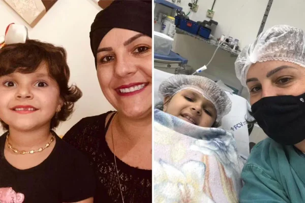 Imagem colorida de mãe e filha em hospital - Metrópoles