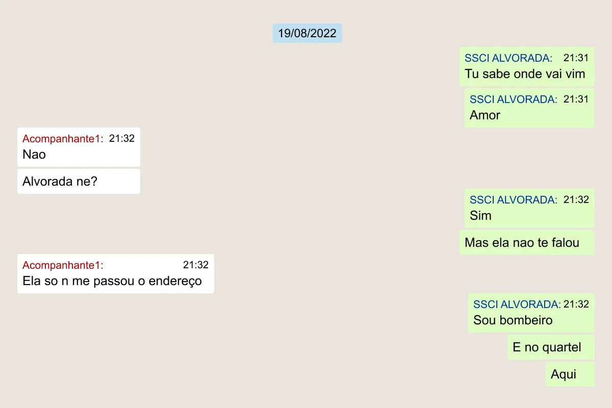Veja mensagens que incriminam bombeiro que levou prostitutas a quartel - imagem 2 Veja mensagens que incriminam bombeiro que levou prostitutas a quartel - imagem 2