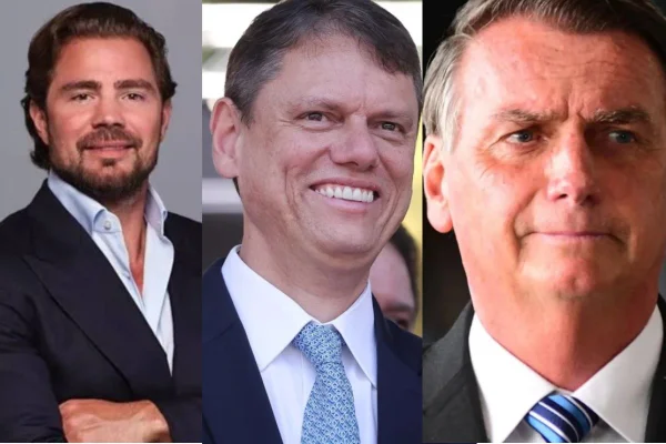 Daniel Vorcaro, Tarcísio de Freitas e Jair Bolsonaro - Metrópoles