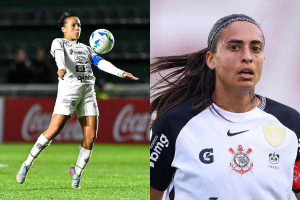 Montagem com fotos de jogadoras do Corinthians e da Ferroviária - Metrópoles