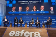 Presidente do PSD, Gilberto Kassab, do União Brasil, Antônio Rueda, do Progressistas, Renata Abreu, e do PL, Valdemar Costa Neto 