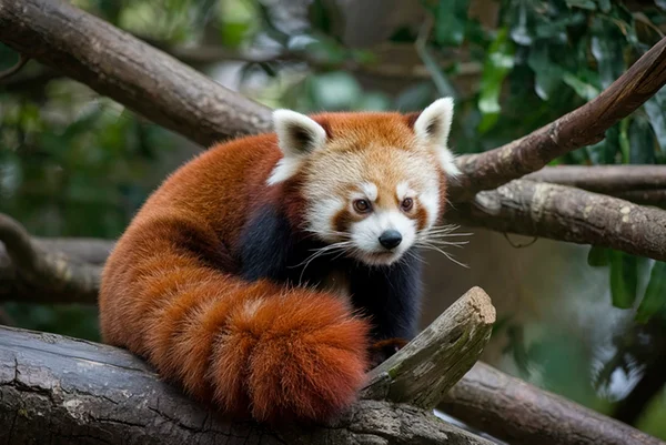 Foto colorida de panda-vermelho