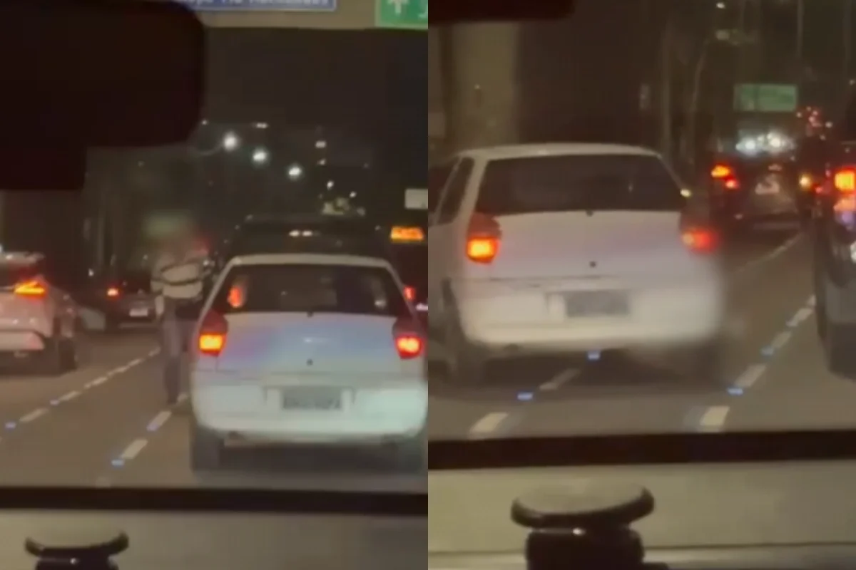 Colagem colorida do momento em que o tio de Boulos foi atropelado na Av. 23 de Maio - Metrópoles