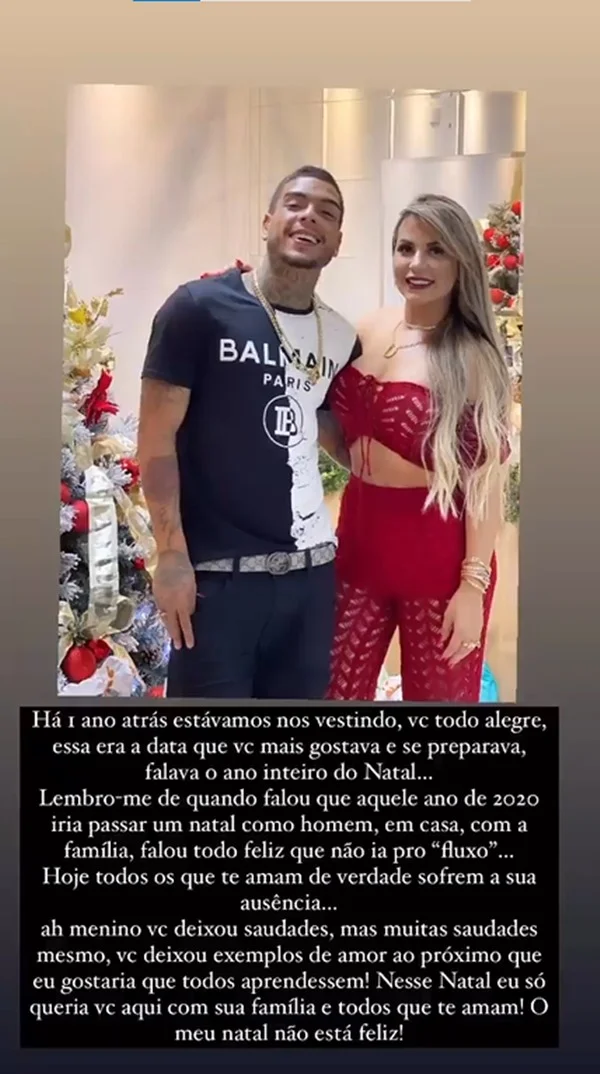Em seu discurso, ela relembrou o quanto o cantor gostava da data e lamentou a ausência do ex na festa de Natal Em seu discurso, ela relembrou o quanto o cantor gostava da data e lamentou a ausência do ex na festa de Natal