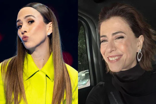 montagem com fotos coloridas de Tatá Werneck e Fernanda Torres - metrópoles