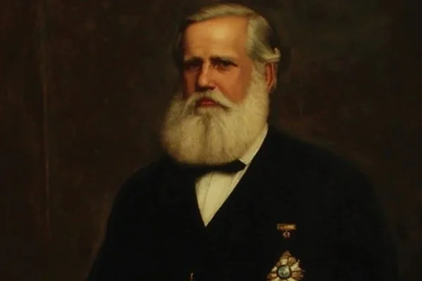 Ilustração colorida de Dom Pedro II vestindo terno preto-Metrópoles