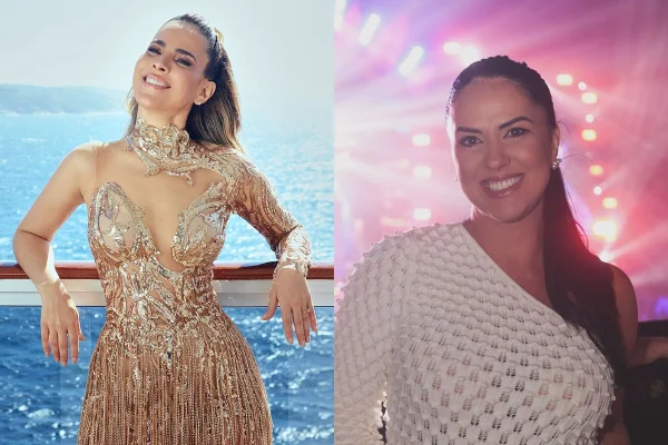 Montagem com fotos coloridas de Wanessa Camargo e Graciele Lacerda - Metrópoles